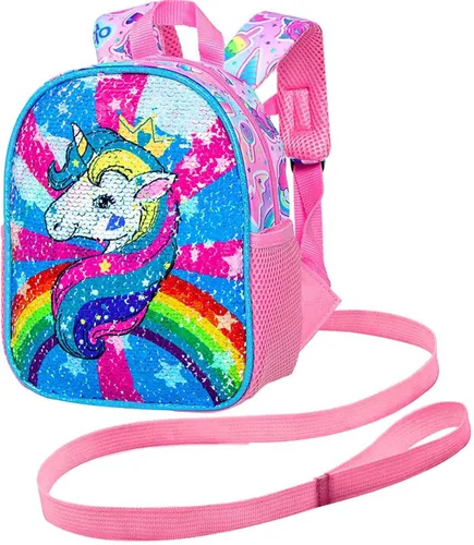 Vista 8 de gxtvo Mochila para niños pequeños, correa de seguridad de 9.5 pulgadas para niños y niñas, unicornio, mariposa, sirena, dinosaurio