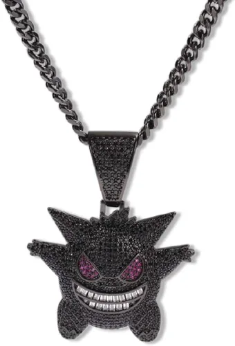 Vista 2 de Starryinter Collar con dije de gengar azul o morado con burbujas de Hip Hop Metal Diamantes de imitación