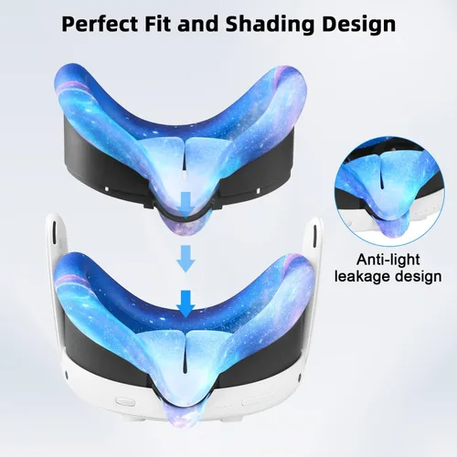 Vista 3 de Relohas Deluxe 5 in 1 Silicone Accessories for Meta Quest 3, VR Protective Case Set, Controller Grip Cover, VR Shell Cover, Face Cover, Gifts for