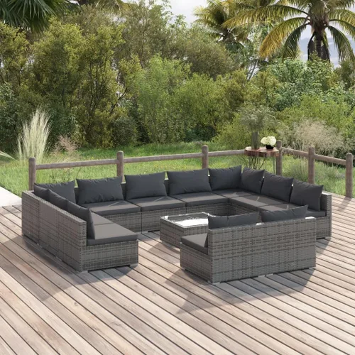 Vista 27 de Sofá de 3 plazas con cojines de ratán de poliéster marrón, juego de muebles de patio al aire libre con 3 sofás centrales para patio trasero, jardín