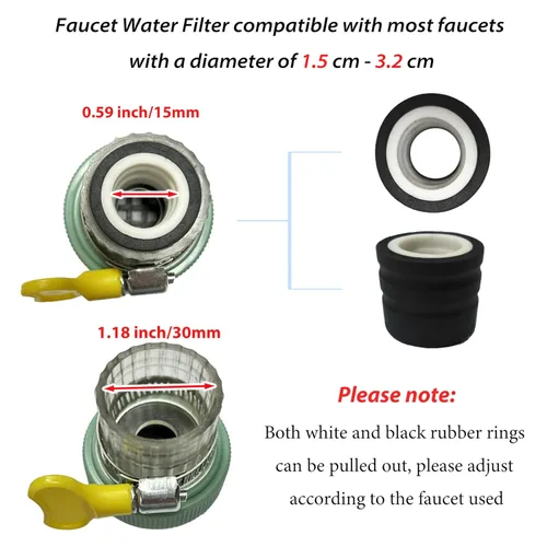 Vista 4 de Paquete de 3 filtros de montaje en grifo, filtro de agua de grifo para cocina, grifo de carbón activado, purificador de agua, filtración