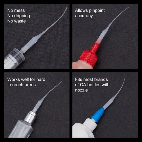 Vista 5 de PH PandaHall Puntas de pegamento, 100 piezas de pegamento de plástico micro puntas extensor blanco aplicador de precisión para modelo de botella