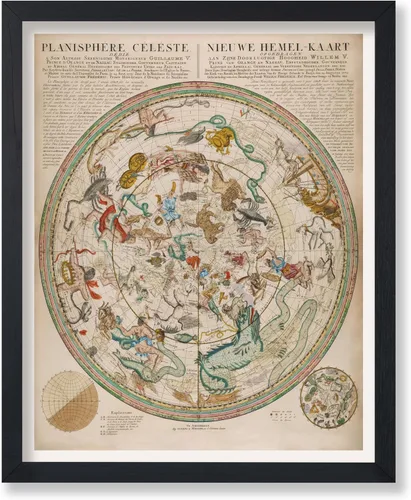 Vista 63 de Poster Master Póster celestial – Impresión del mapa de las estrellas – Regalo para astronomía, fanáticos lunares – Arte vintage para el hogar