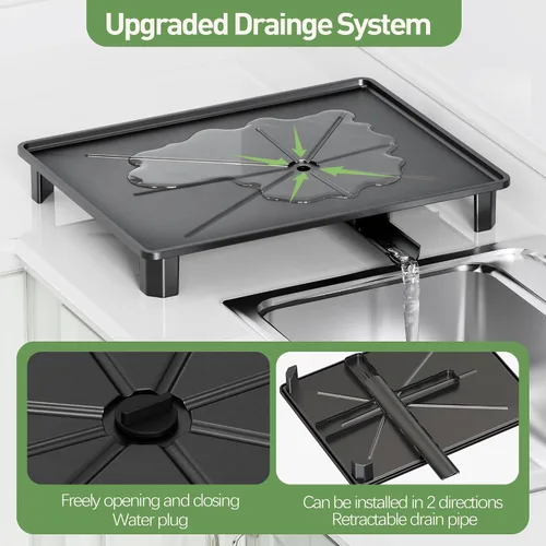 Vista 2 de ROTTOGOON Escurridor de platos, rejilla para secar platos de acero inoxidable resistente al óxido para encimera de cocina, escurridor de platos