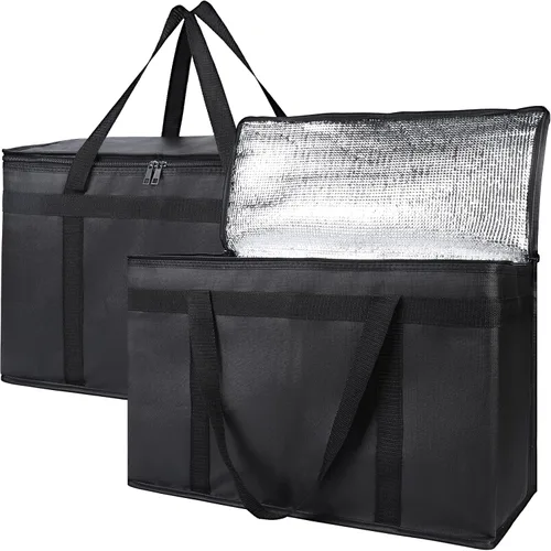 Vista 47 de Bodaon Bolsa de entrega de pizza aislada, 20" x 20" x 8" bolsas calentadoras de pizza para mantener caliente, bolsa aislada para entrega de Negro