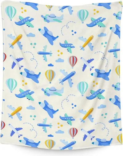 Vista 8 de Manta de avión para regalo, 30 x 40 pulgadas, bonita manta para niños y adultos, manta suave y mullida verde claro para sofá, oficina