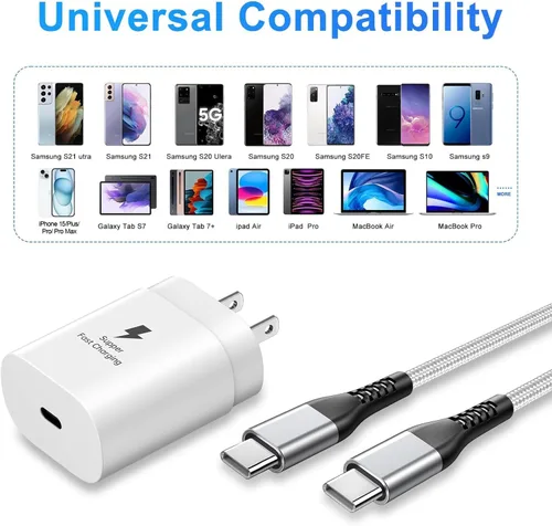 Vista 7 de Dayaoncy Cargador USB C de 30 vatios para iPhone 15 de carga rápida, cargador rápido USB C de 30 W tipo C de pared y cable de carga USB C a USB C