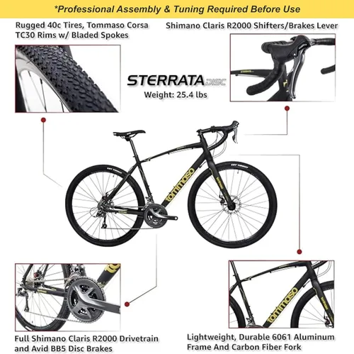Vista 2 de Tommaso Sterrata Sport Performance Aluminum Gravel Bike Carbon Fork Shimano Claris 24 Speeds Road Bicycle Men Road Bikes for Men