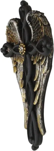 Vista 6 de Ebros Gift Alas de ángel dorado con nudo trenzado negro decoración cruz placa angelical diseño inspirador colgante cruces decorativas