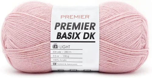 Vista 42 de Premier Yarns Basix DK - Hilo de peso, hecho de acrílico, hilo ideal para ganchillo y tejido, lavable a máquina, rubor, 3.5 onzas, 306 yardas
