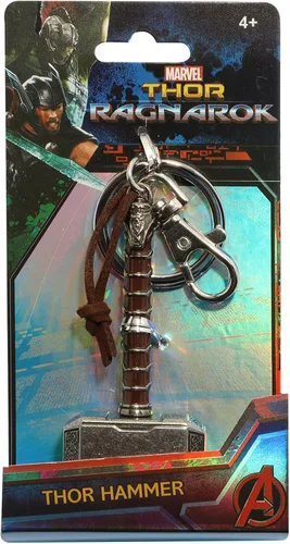 Vista 2 de Thor Ragnarok Película Llavero de peltre Thor Hammer, plateado