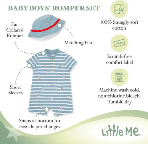 Vista 10 de Little Me Conjunto de mameluco y sombrero de 2 piezas para bebés niños