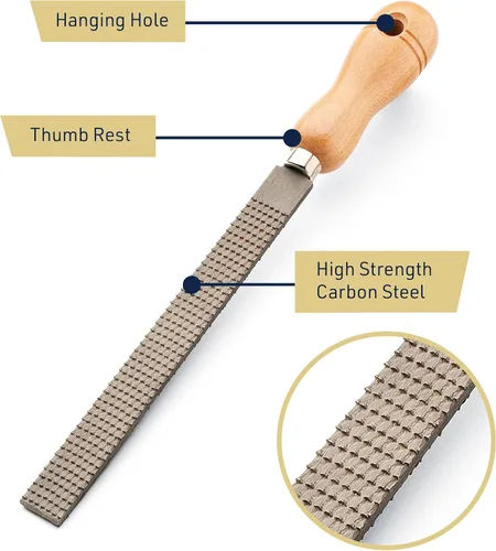 Vista 5 de Kings County Tools Raspa plana para carpintería de 8 pulgadas Material de acero de alta calidad Duradero y duradero Mango de madera de haya