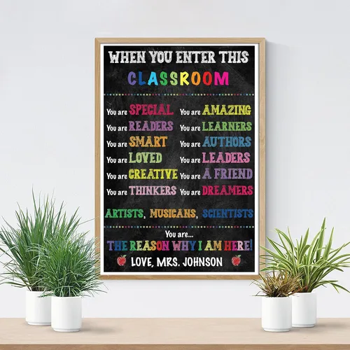 Vista 4 de Póster personalizado de reglas del aula, personalizado cuando entras en este aula, póster motivacional positivo inspirador para profesores, CRP001