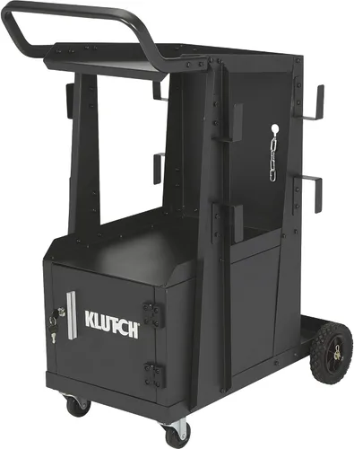 Vista 8 de Klutch Carro de soldadura de 2 niveles con gabinete de bloqueo, 31 pulgadas de largo x 19 pulgadas de ancho x 38-1/4 pulgadas de alto, capacidad