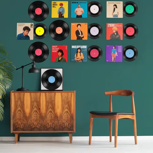 Vista 7 de Tellegloww 12 discos de vinilo en blanco para decoración de fiestas retro de 12 pulgadas y 7 pulgadas, para decoración de fiestas retro de los años