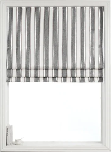 Vista 9 de Everyday Celebration Persianas romanas para ventanas, 100% opacas, sin cordones, rayas verticales, persianas de tela tejida, 26 pulgadas de ancho x