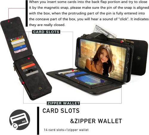 Vista 4 de MODOS LOGICOS Funda para Samsung Galaxy Note 8, [Cartera desmontable Folio] [2 en 1] [Almacenamiento de efectivo con cremallera]