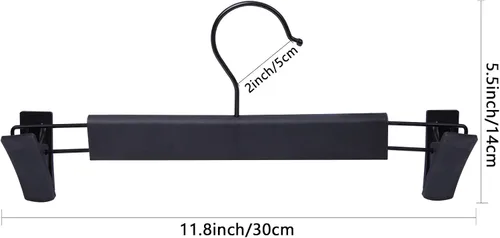 Vista 3 de NORTHERN BROTHERS Perchas para pantalones con clips, paquete de 30 perchas para falda de color negro resistentes para mujeres, hombres, niños