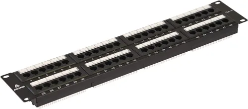 Vista 2 de AEONS Panel de conexiones CAT6 UTP de 48 puertos 2U de 19 pulgadas para montaje en rack RJ45 compatible con Cat 5/5e/6 Gigabit/Fast Ethernet, barra
