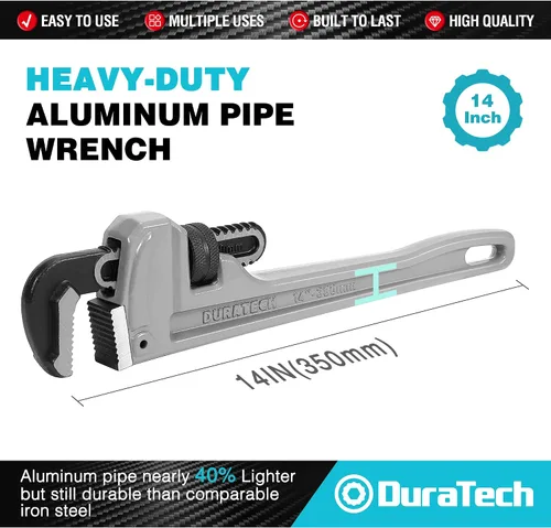 Vista 3 de DURATECH Llave de tubo recta de aluminio resistente de 14 pulgadas, llave de tubo recta de aluminio resistente de 18 pulgadas