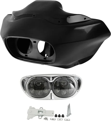 Vista 16 de XMT-MOTO Kit de carenado frontal superior exterior e interior para Harley Davidson Touring Road Glide FLTR 1993-2013 NEGRO BRILLANTE Brillo negro
