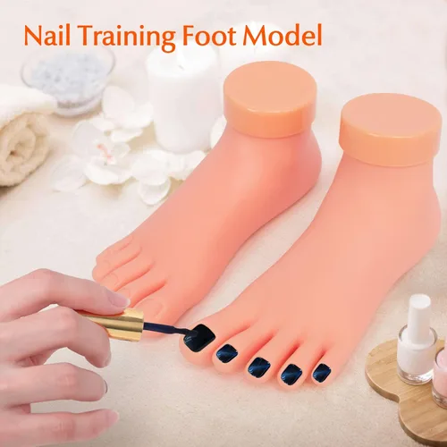 Vista 3 de krofaue Práctica de pie falso modelo 1 par flexible de silicona suave herramienta de manicura protésica para puntas de uñas entrenamiento de arte