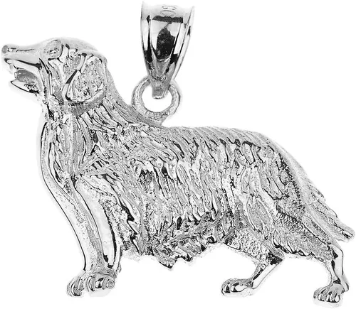 Vista 2 de Collar con colgante de perro de plata de ley 925 pulida