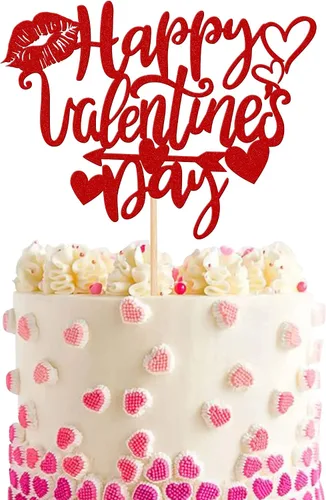 Vista 36 de Rsstarxi Paquete de 24 adornos para cupcakes para el día de San Valentín, con purpurina roja, dulce amor, para cupcakes, decoración de San Valentín