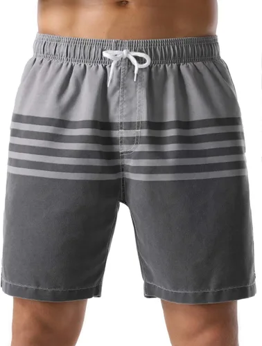 Vista 10 de Nonwe Traje de baño para hombre, ropa de playa, secado rápido, retro, suave, lavado, con cordón 275-Negro