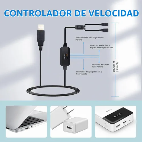 Vista 5 de Wathai - Ventilador USB de 1.969 in x 0.591 in, 5 V, 5015 ventiladores de refrigeración sin escobillas