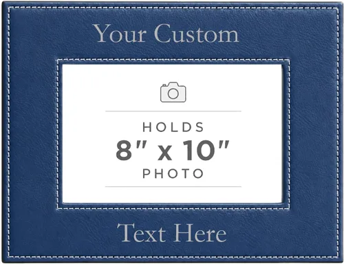 Vista 68 de Marco de fotos de piel sintética de cuero sintético grabado para añadir tu texto personalizado para colgar o en la mesa, marco de fotos familiares