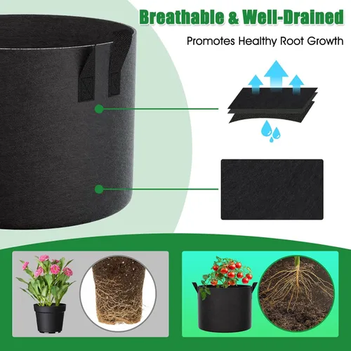 Vista 4 de FEED GARDEN Paquete de bolsas de cultivo+estacas de soporte para plantas