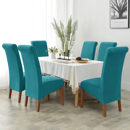 Vista 6 de Lukery Juego de 2 fundas elásticas para sillas de cocina de terciopelo grueso, fundas protectoras lavables para sillas de comedor, restaurantes