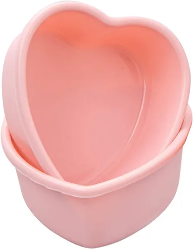 Vista 2 de Mini molde de silicona de 4 pulgadas para tartas de corazón, paquete de 2 moldes antiadherentes para el día de San Valentín, aniversario