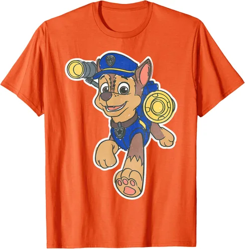 Vista 103 de Paw Patrol Chase Character Patch - Camiseta negra de manga corta con cuello redondo y ajuste clásico, talla S Negro