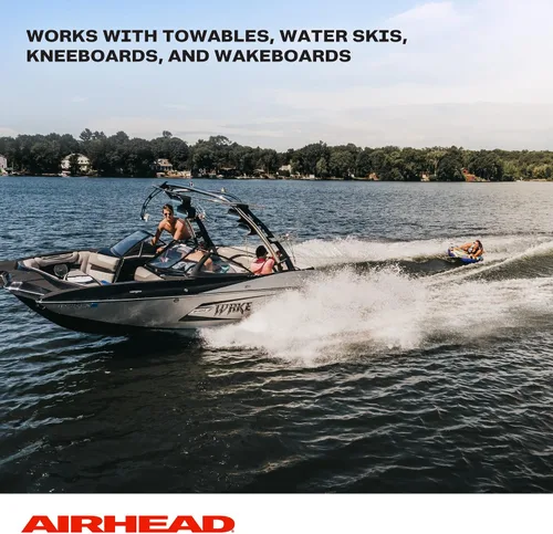 Vista 6 de Airhead Arnés de remolque de cable autocentrante para tubos remolcables de 1-2 jinetes, esquís acuáticos y wakeboards, 14 pies