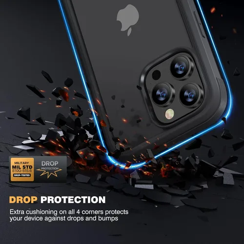 Vista 3 de Diaclara - Funda diseñada para iPhone 14 Pro de 6.1 pulgadas, resistente, de cuerpo completo, con protector de pantalla sensible al tacto y Negro
