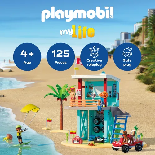 Vista 2 de Playmobil Torre de salvavidas con buggy de playa