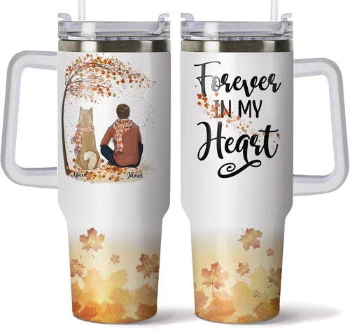 Vista 13 de Gossby Vaso personalizado de 40 onzas con asa y tapa, regalo personalizado para papá para hombres con diseño, nombre, vaso aislado de acero Hombre
