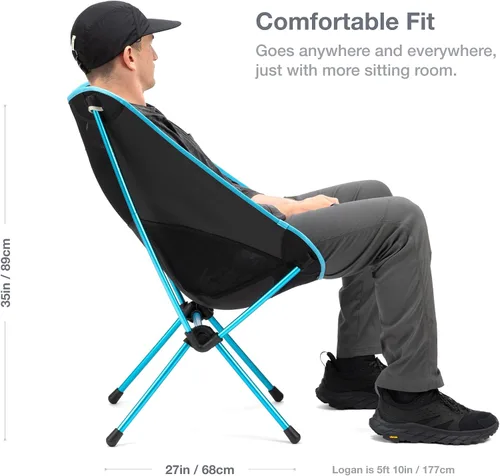 Vista 2 de Helinox Chair One Original - Silla de camping ligera, compacta y plegable Blackout