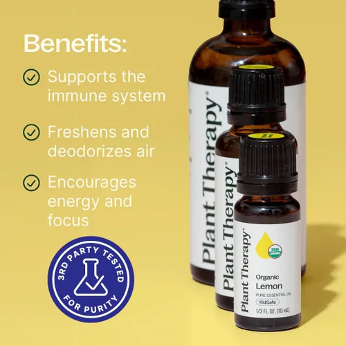 Vista 2 de Aceite esencial orgánico de limón, tratamiento con plantas con certificado USDA , Transparente Aceite de limón puro y sin diluir, orgánico