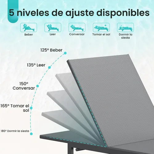 Vista 5 de Amopatio Juego de 2 sillas de patio para exteriores Gris