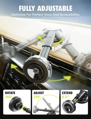 Vista 4 de Bracketron MagAlign Max MagSafe - Soporte para parabrisas de tablero de automóvil Strong MagSafe magnetic phone holder with vacuum suction base