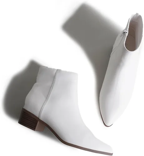 Vista 4 de J. Adams Botas de tobillo Viper para mujer, botas cortas y gruesas de tacón bajo con puntera puntiaguda, cómodas y elegantes para el uso diario