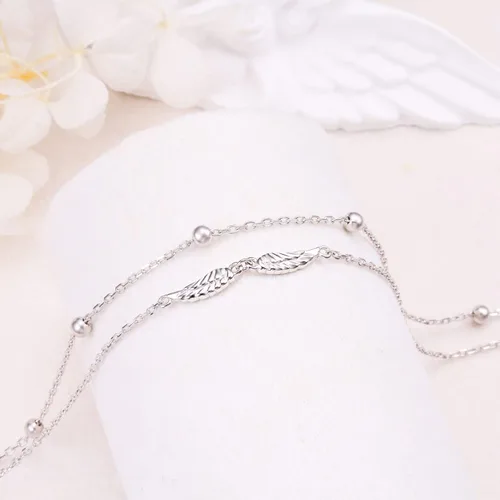 Vista 5 de Ladytree Tobillera para mujer de plata de ley 925 ajustable con cuentas de corazón y circonita cúbica