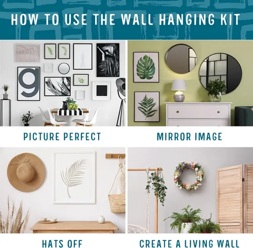 Vista 6 de National Hardware N900-009 Kit de hardware para colgar en la pared de bajo daño, cinc plateado Includes 4 Push & Hangs, 4 J Hooks and A Thumb