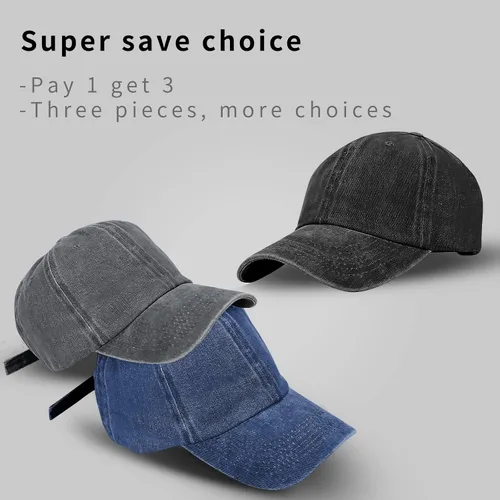Vista 2 de Gorra de béisbol unisex vintage lavada, estilo retro, ajustable, para papá, para hombres y mujeres
