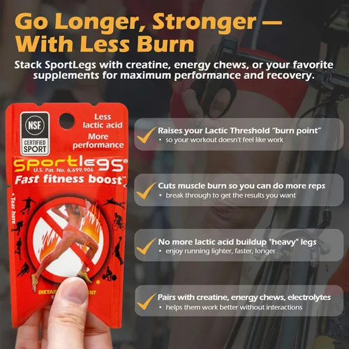 Vista 3 de SPORTLEGS Fast Fitness Boost Pre Workout para hombres y mujeres, suplemento de ácido láctico, combustible de resistencia deportiva, suplementos