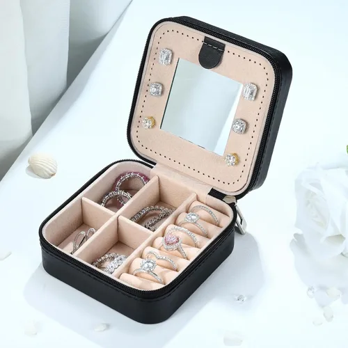Vista 5 de Parima Joyero de viaje para niñas y mujeres, joyero con inicial D, caja organizadora de joyas pequeña, joyero de viaje para mujer, joyero de viaje
